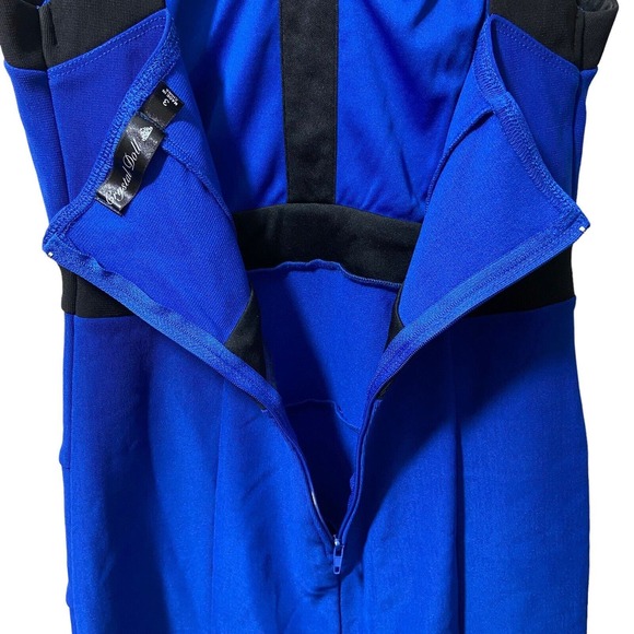 Crystal Doll Women Bodycon Blue Black Halter Top Dress Size 3 Preppy Retro Glam‎ - Picture 11 of 12